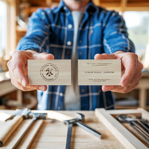 Modern wood grain look professional carpenter logo business card