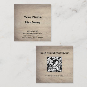 Modern Wood Grain QR Code Square Business Card