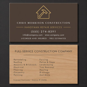 Modern Wood Handyman Construction  Business Card