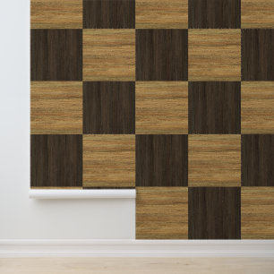 Modern Wood Hue Chequered Finished Oak Wallpaper