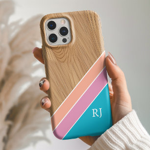 Modern Wood Personalized Initial iPhone  iPhone 16 Case