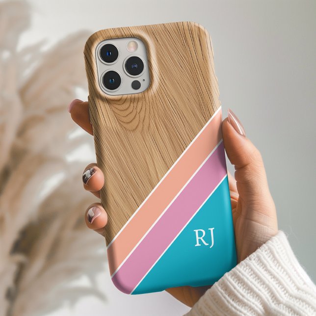 Modern Wood Personalized Initial iPhone  Case-Mate iPhone Case (Creator Uploaded)