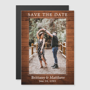 Modern Wood Print Magnetic Save the Date