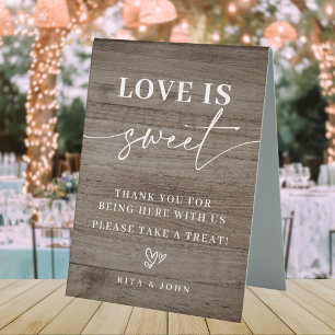 Modern Wood Script Love Is Sweet Favour Sign