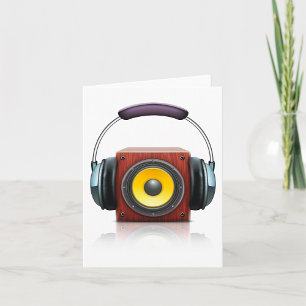 Modern Wood Speaker with Headphones Music Card