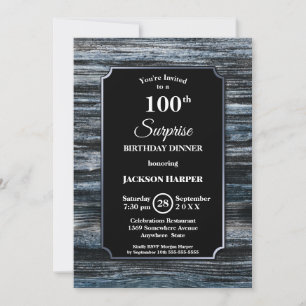 Modern Wood Surprise 100th Birthday Invitation
