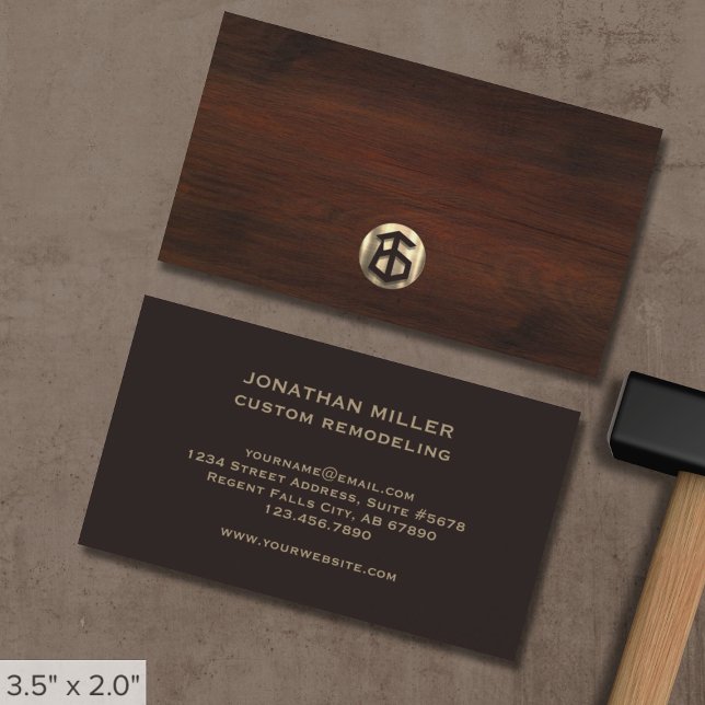 Modern Wooden Carpentry Construction Business Card (Creator Uploaded)