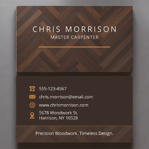 Modern Wooden Construction Carpentry Business Card