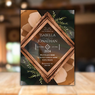 Modern Wooden Frame Rustic Wedding Invitation
