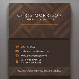 Modern Wooden General Contractor Construction Business Card