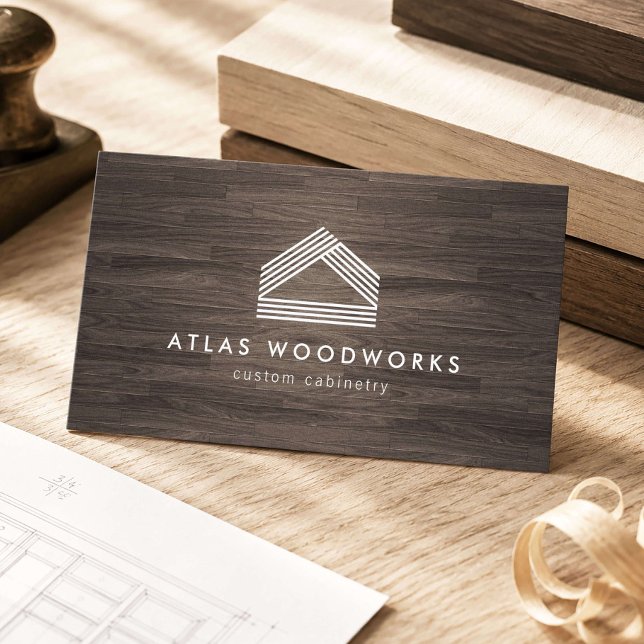 Modern Woodgrain Cabinet Maker Business Card (Creator Uploaded)