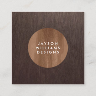 Modern Woodgrain Circle Designer Square Business Card