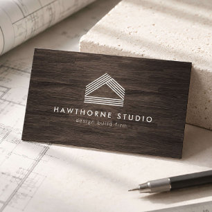 Modern Woodgrain Design Build Business Card