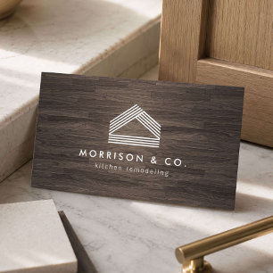 Modern Woodgrain Kitchen Remodeling Business Card