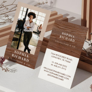 Modern Woodgrain Professional Business Photo Card