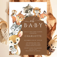 Modern Woodland Animals Baby Shower Invitation