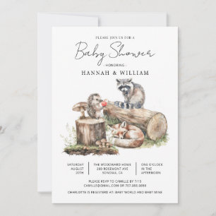 Modern Woodland Animals Forest baby Shower Invitation