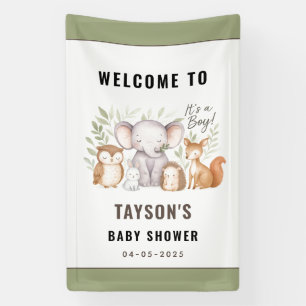 Modern Woodland Animals Forest Boy Baby Shower Banner