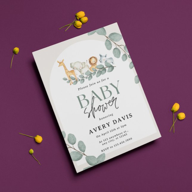 Modern Woodland Animals Forest Boy Baby Shower Inv Invitation (Creator Uploaded)