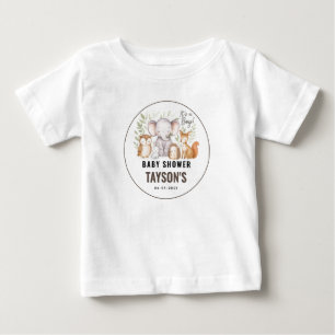 Modern Woodland Animals Forest Boy Baby Shower T-Shirt