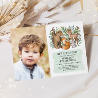 Modern Woodland Animals Wild One 1st Birthday 