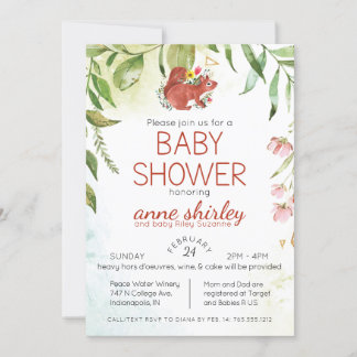 Modern Woodland Baby Shower - Woodland Creatures Invitation