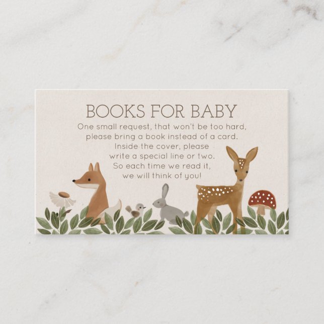 Modern Woodland Books For Baby Baby Shower Card (Front)
