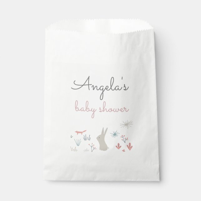 modern woodland creatures baby shower favour bag (Front)