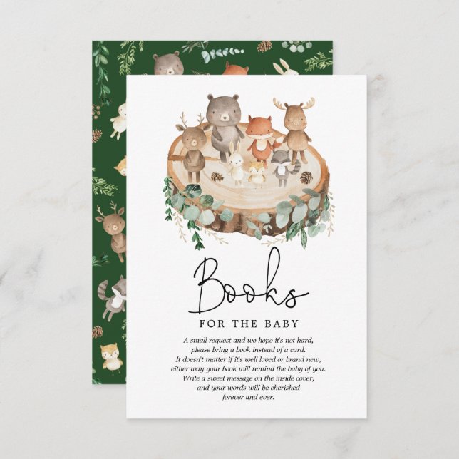 Modern Woodland Forest Animals Books for Baby Enclosure Card (Front/Back)