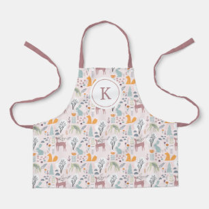 Modern Woodland Forest Animals Pattern Apron