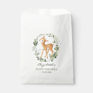 Modern Woodland Forest Deer Greenery Gold Baby Favour Bag