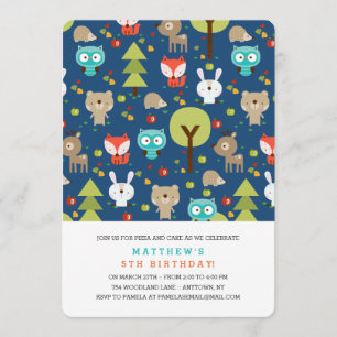 Modern Woodland Friends Birthday Party Invitation