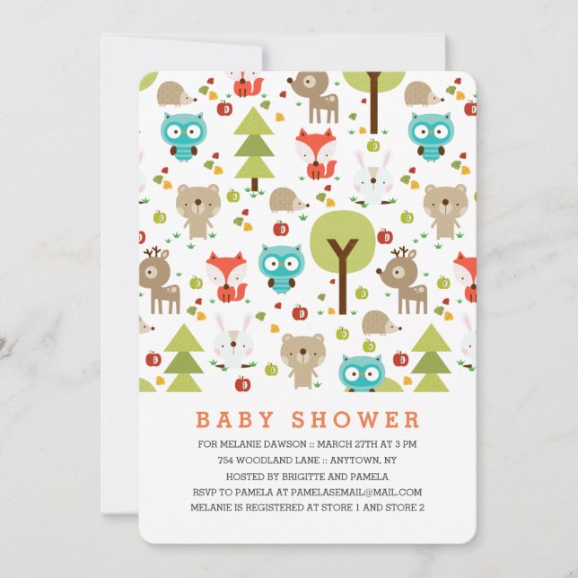Modern Woodland Friends Neutral Baby Shower Invitation (Front)