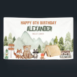 Modern Woodland Happy Camper Camping Kids Birthday Banner<br><div class="desc">Modern Woodland Happy Camper Camping Kids Birthday</div>