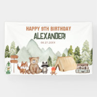 Modern Woodland Happy Camper Camping Kids Birthday