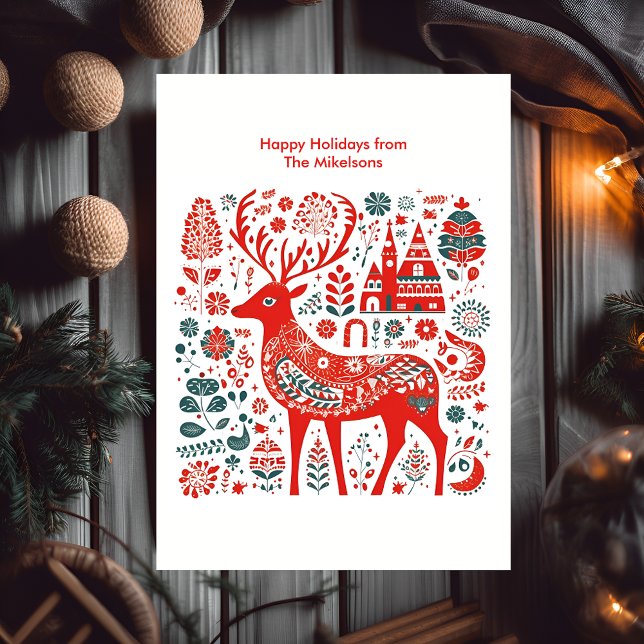 Modern Woodland Scandinavian Christmas  Holiday Card (Creator Uploaded)
