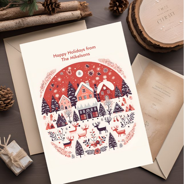 Modern Woodland Scandinavian Christmas  Holiday Card (Creator Uploaded)