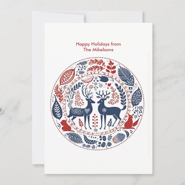 Modern Woodland Scandinavian Christmas  Holiday Card (Front)