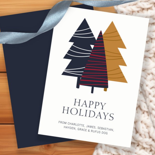 Modern Woodland Tree Themed Christmas Personalised Holiday Card (Modern Woodland Tree Themed Christmas Personalized Holiday Card by Ricaso. Scandinavian Nordic card)