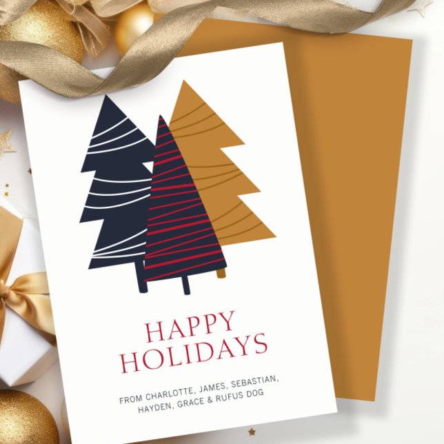 Modern Woodland Tree Themed Christmas Personalised Holiday Card (Modern Woodland Tree Themed Christmas Personalized Holiday Card by Ricaso. Scandinavian Nordic Cards)