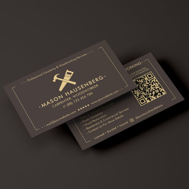 Modern Woodworker Carpenter Deck Builder Espresso  Business Card (Modern Woodworker Carpenter Deck Builder Espresso Business Card
)
