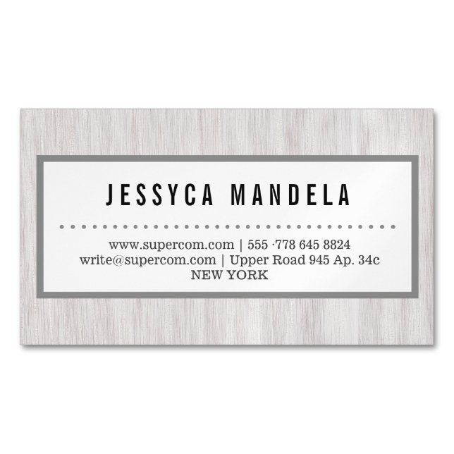 Modern Woodworker with Green Magnetic Business Card (Front)