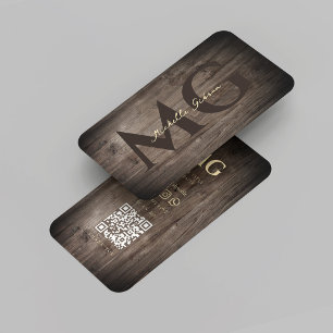 Modern Woodworking Monogram Rustic Teak Wood Business Card