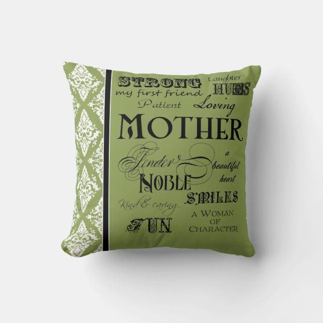 Modern Word Cloud Mother Text Sayings - Grey Cushion (Front)