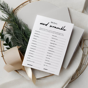 Modern Word Scramble Bridal Shower Game Card