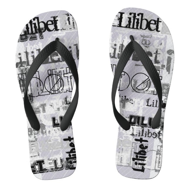 Modern Wordcloud Boys Girls NAME Personalised      Thongs (Footbed)