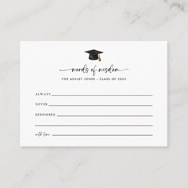 Modern Words of Wisdom Graduation Advice Cards (Front)