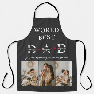 Modern World Best Dad Photo Collage Fathers Day Apron