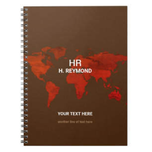 Modern World Map Brown Notebook