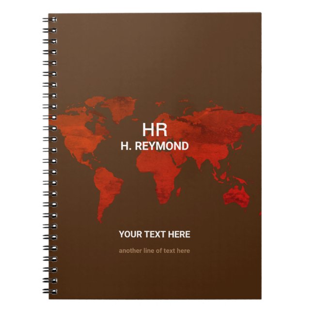Modern World Map Brown Notebook (Front)